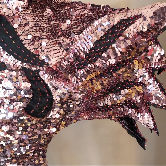 VINTAGE silk top with sequins size large - Picture 2 of 5